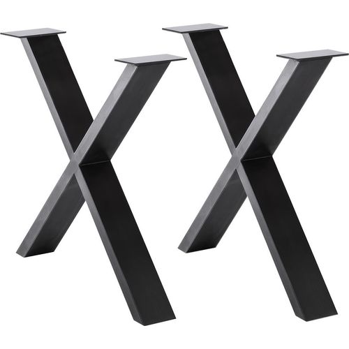 Tischgestell >BROOKLYN< (2er Set) X-Form in anthrazit, Metall - 78x68x15cm (BxHxT)