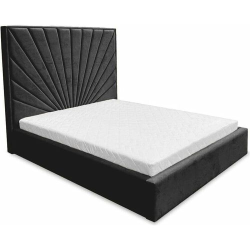 Ares Meble Polsterbett mit Kopfteil DUBAI - Samt Bett mit Schubladen - Bettgestell mit Bettkopfteil - Schlafzimmer Möbel - 160x200 cm - Schwarz