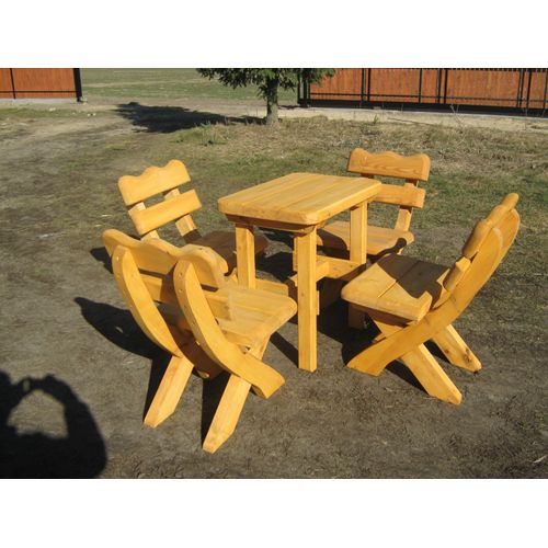 Gartenmöbel, Holzsitzgruppe Tisch + 4 Stühle. Naturholz