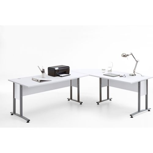 Schreibtisch ></noscript>CALVIA 104< in Brillantweiß - 240x75x200cm (BxHxT)