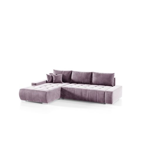 Ecksofa Sofa mit Schlaffunktion VOGAR Stoff Monolith Lila Ottomane Links