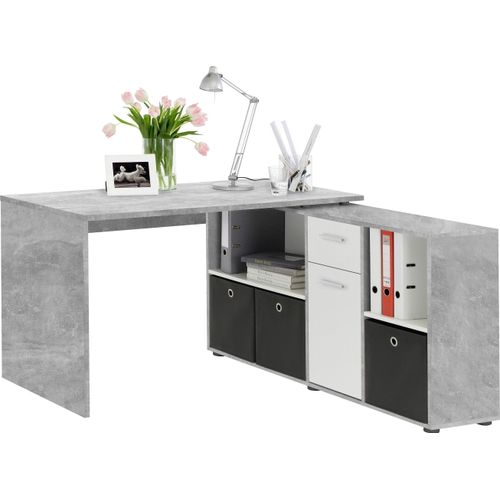 Schreibtisch >LEXO/LEX< in Beton LA - 135,7x74,2x135,7cm (BxHxT)