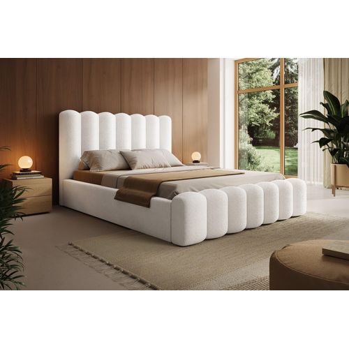 Polsterbett Bett MACON 180x200cm Komplettset in Stoff Ascot Weiß / Speed