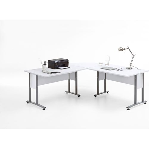 Schreibtisch ></noscript>CALVIA 103< in Brillantweiß - 200x75x200cm (BxHxT)