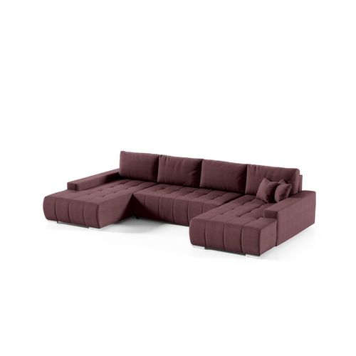 Wohnlandschaft Sofa mit Schlaffunktion VOGAR Stoff Aulla Dunkelviolett