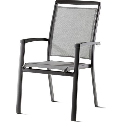 Stapelstuhl >Royal< in Hellgrau, Kunstfasergewebe - 70x96x60cm (BxHxT)