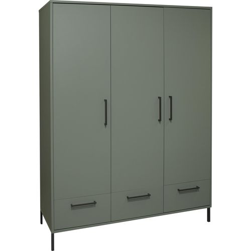 Kleiderschrank >Ole< in pine green matt - 148x195x51cm (BxHxT)