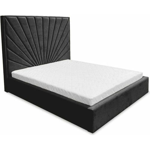 Ares Meble Polsterbett mit Kopfteil DUBAI - Samt Bett mit Schubladen - Bettgestell mit Bettkopfteil - Schlafzimmer Möbel - 180x200 cm - Schwarz