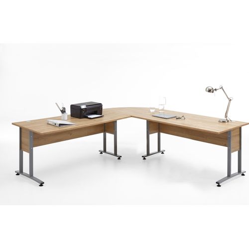 Schreibtisch ></noscript>CALVIA 105< in Alteiche Nachbildung - 240x75x240cm (BxHxT)