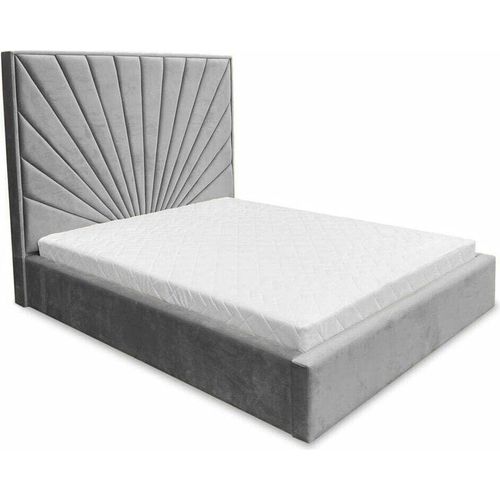 Ares Meble Polsterbett mit Kopfteil DUBAI - Samt Bett mit Schubladen - Bettgestell mit Bettkopfteil - Schlafzimmer Möbel - 140x200 cm - Grau
