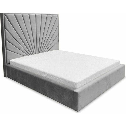 Ares Meble Polsterbett mit Kopfteil DUBAI - Samt Bett mit Schubladen - Bettgestell mit Bettkopfteil - Schlafzimmer Möbel - 180x200 cm - Grau