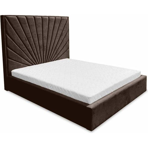 Ares Meble Polsterbett mit Kopfteil DUBAI - Samt Bett mit Schubladen - Bettgestell mit Bettkopfteil - Schlafzimmer Möbel - 140x200 cm - Braun