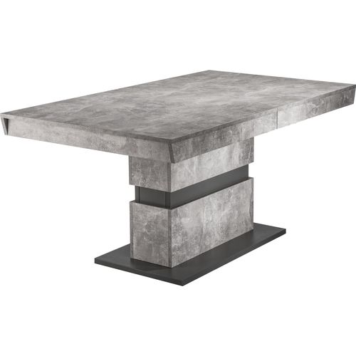 Tisch >MATTHEW< mit Auszug in Beton-Optik 140-195 x 75 x 90 cm (BxHxT)