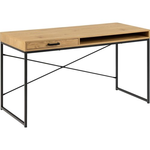 Schreibtisch >Seaford< in Wildeiche, MDF, Stahl - 140x76x58cm (BxHxT)