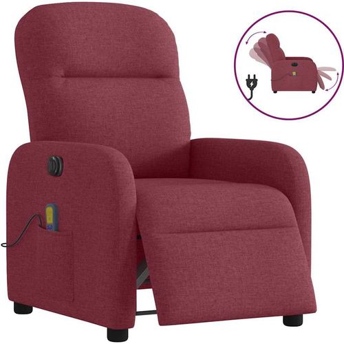 Massagesessel Elektrisch Weinrot Stoff