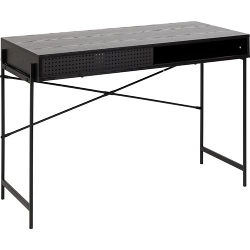 Schreibtisch ></noscript>Angus< in schwarz, MDF, Stahl - 110x75x50cm (BxHxT)