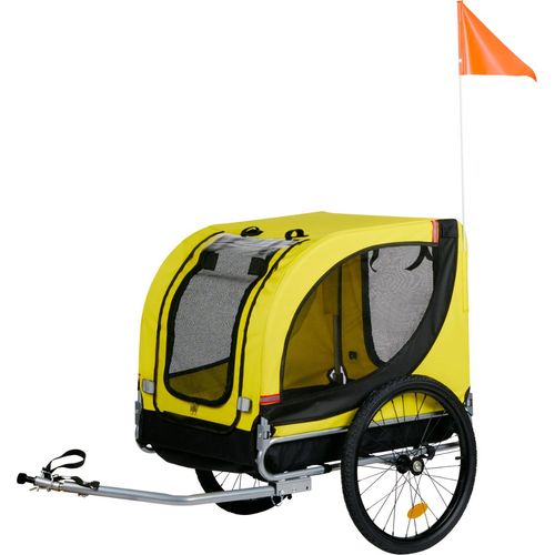 Dunlop Hundewagen - Hundebuggy max. 40KG - Hundeanhänger Zusammenklappbar - Hunde Fahrradanhänger mit Regenschutz und Abnehmbare Luftreifen - Einfache Montage - Gelb