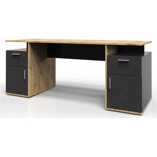 Schreibtisch ></noscript>LEVI 101< in Artisan Eiche Nachbildung-Matera - 185,1x75x67,5cm (BxHxT)