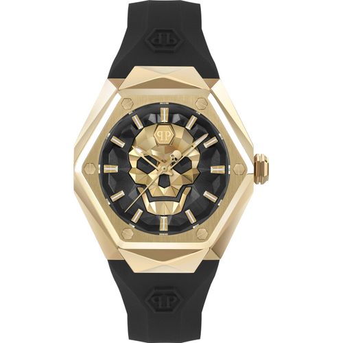 Philipp Plein PWADA0224 $KULL SPIKES LADY gold schwarz Silikon Damen Uhr NEU