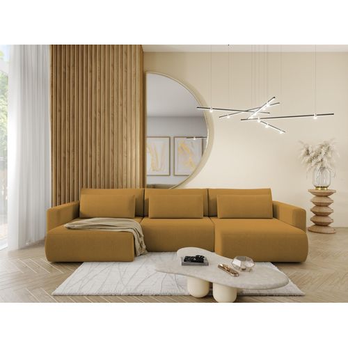 Wohnlandschaft Sofa mit Schlaffunktion CHAIRA Stoff Curio Senfgelb