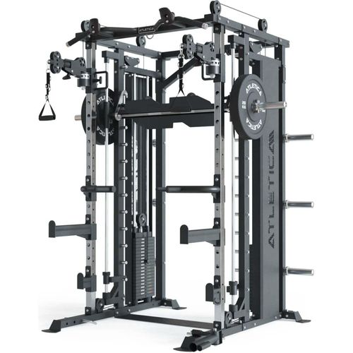 ATLETICA Fortress | Multipresse | Smith Maschine & 360° Flex-Cross System | Kraftstation mit 180 kg Steckgewichte