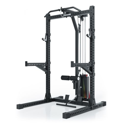 ATLETICA R7 Rider | Steckgewichte Version | 203cm Höhe | Squat Rack mit Latzug mit Steckgewichte kaufen | 95kg Steckgewichte am Latzug