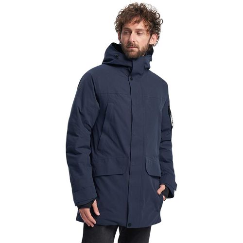 Tenson Winterjacke dunkelblau einfarbig Reißverschluss + Knopf normale Passform