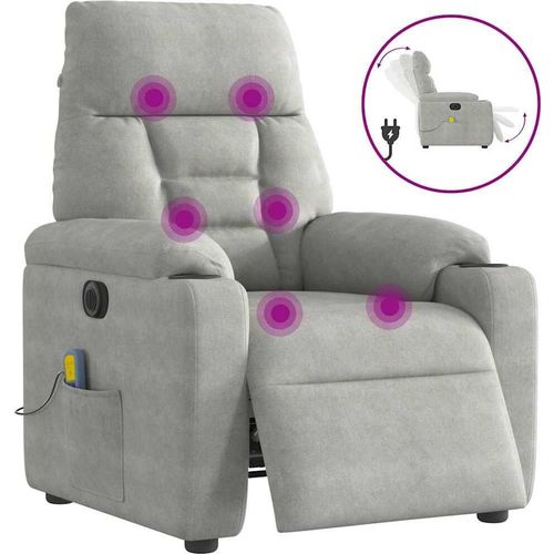 Massagesessel Elektrisch Hellgrau Mikrofasergewebe