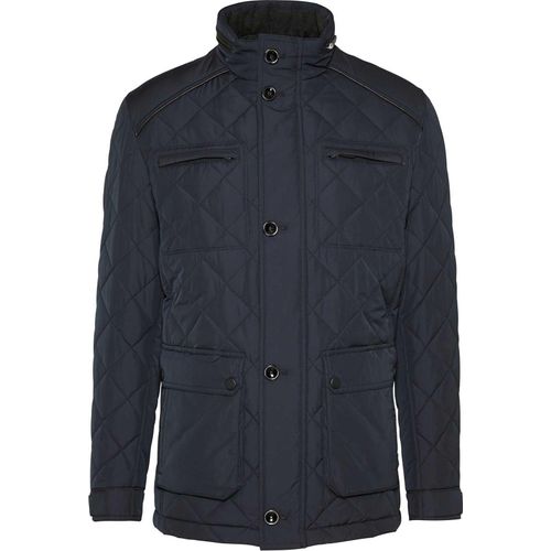 Bugatti Winterjacke blau einfarbig Reißverschluss + Knopf weite Passform