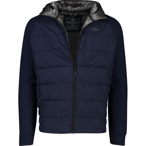 Aeronautica Militare Winterjacke marineblau einfarbig Reißverschluss Slim Fit