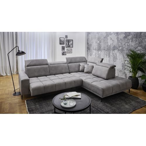 Wohnlandschaft ></noscript>Lindesberg< elektr. Sitzverstellung, Federkern, hellgrau - 317x107x230cm (BxHxT)