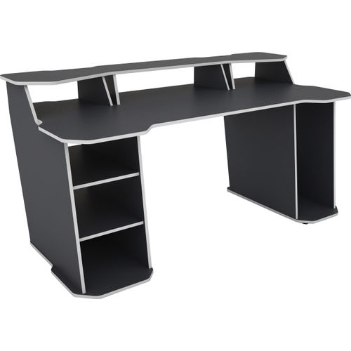 Schreibtisch >MATRIX< in Anthrazit, Kanten in Weiß 180 x 76/93 x 85 cm (BxHxT)