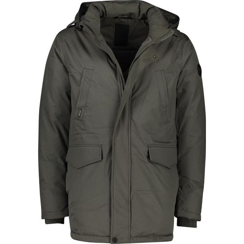 Airforce Winterjacke grau einfarbig Reißverschluss + Knopf Slim Fit wasserabweisend Polyester