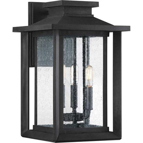 Außenleuchte Wand Glas E14 IP44 43,3 cm hoch Schwarz 3-flammig Vintage Design Außenwandleuchte