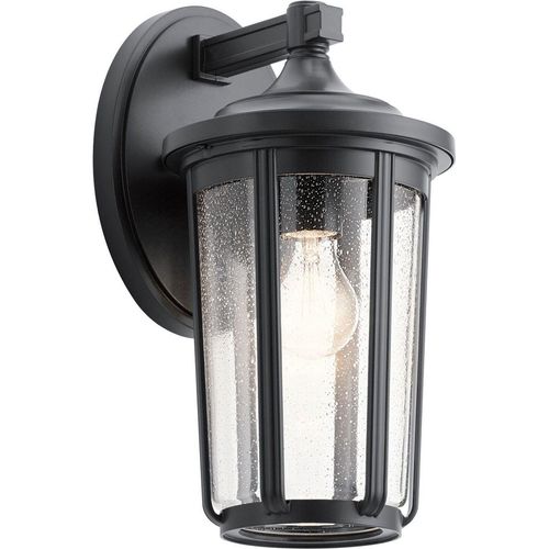 Außenlampe Wand Aluminium Glas H: 37,1 cm IP44 Schwarz E27 Vintage