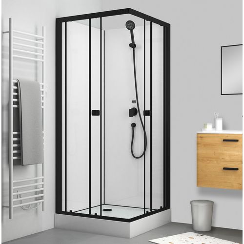 Dusche Komplett Marwell Komplettdusche Prime Style Square 80x80x200cm - inklusive Duschtasse und Armatur - Fertigdusche Duschkabine