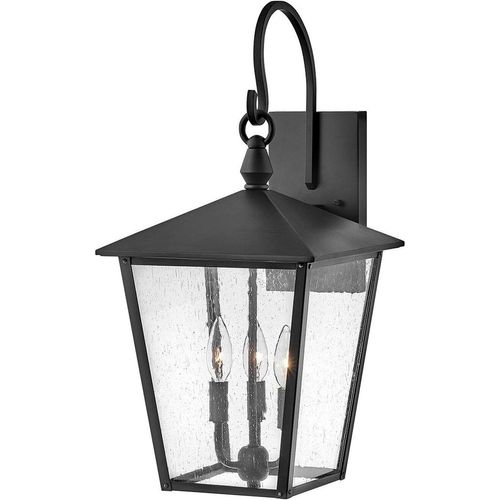 Wandlampe außen Aluminium Glas E14 IP44 58,5 cm hoch Schwarz 3-flammig Rustikal Wandleuchte