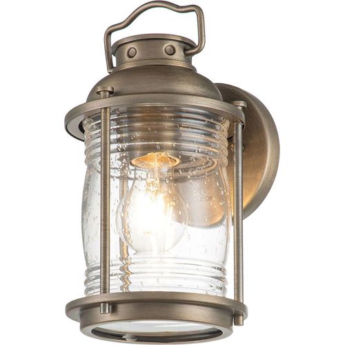 Außenleuchte Wand Glas Aluminium E27 IP44 27,8 cm hoch in Bronze brüniert Vintage Design Außenlampe