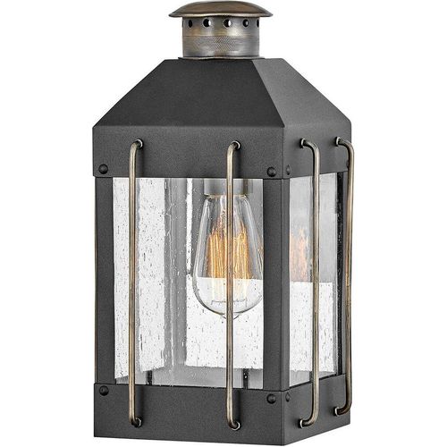 Wandlampe außen Aluminium Glas H: 34,4 cm IP44 in Schwarz Bronze brüniert eckig Vintage Design