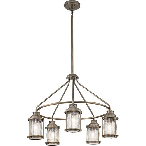 Außenlampe Aluminium Glas E27 IP44 62,5 cm breit H: max. 147,3 cm in Bronze brüniert rund Vintage