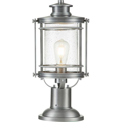 Sockelleuchte Aluminium Glas 46,6 cm IP44 gebürstet E27 rund Maritim Außenleuchte