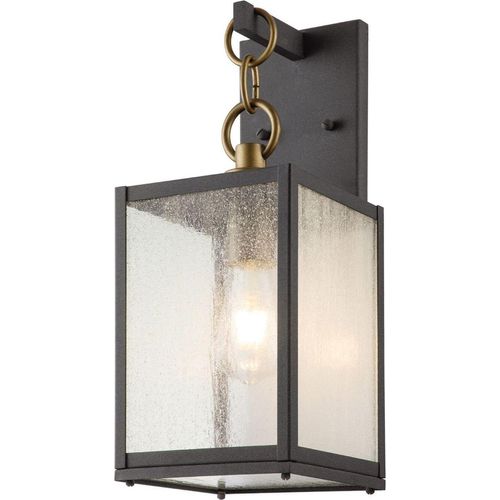 Wandlampe außen Glas Aluminium E27 IP44 H: 44 cm Zink verwittert Vintage Design Außenwandlampe