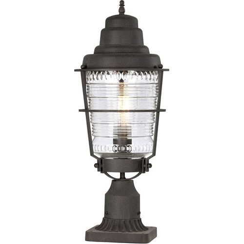 Sockelleuchte Glas Aluminium E27 IP44 55,4 cm hoch Zink verwittert Vintage Stehlampe außen