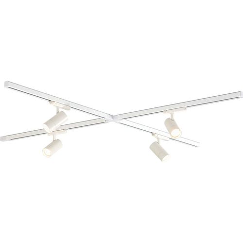 Qub Zoom LED Schienensystem – X-Form – 4x 100cm – 4x Spots – 3-Phasen – Deckenstrahler Weiß – Einstellbare Helligkeit 20W/25W/30W – Farbtemperatur 2700K/3000K/4000K (Warmweiß bis Tageslichtweiß)