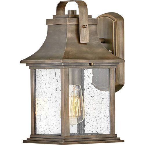 Außenleuchte Wand Aluminium Glas 34,9 cm hoch IP44 in Bronze brüniert E27 Rustikal Außenwandlampe