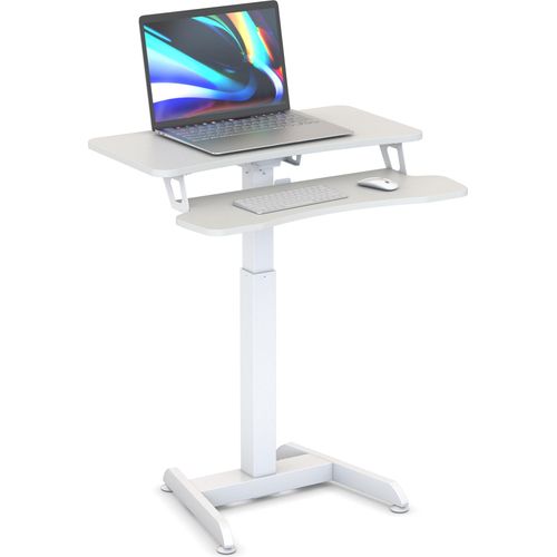 Worktrainer - Updesk High - Kleiner Höhenverstellbarer Schreibtisch - Gasfeder Bedienung - Höhe 80 - 122 cm - Breite 80 cm - Weiß