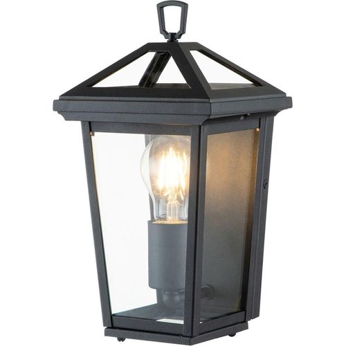 Wandlampe außen Aluminium Glas E27 IP44 30 cm hoch Schwarz Vintage