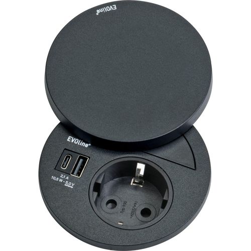 Küchensteckdose Circle80, 1-fach Einbausteckdose Küche, USB A / C