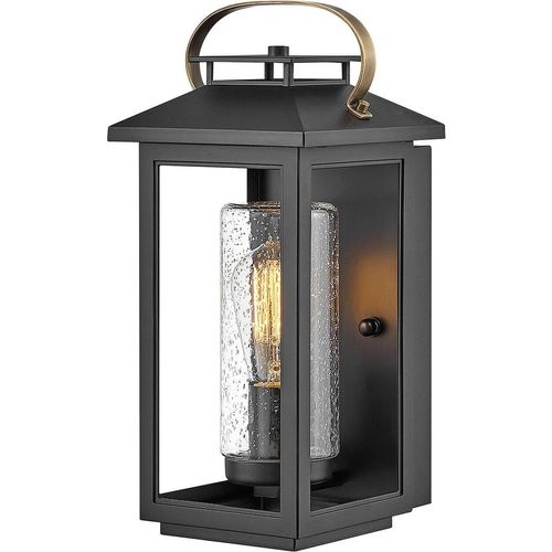 Außenleuchte Wand Glas 35,5 cm hoch IP44 Schwarz E27 eckig Vintage Außenwandlampe