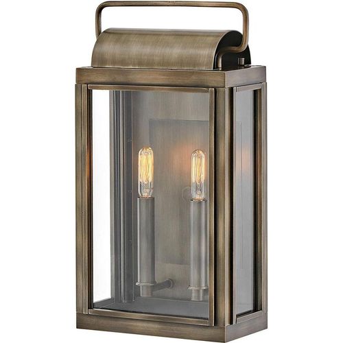 Wandlampe außen Aluminium Glas IP44 H: 41,9 cm in Bronze brüniert 2-flammig eckig Vintage Design
